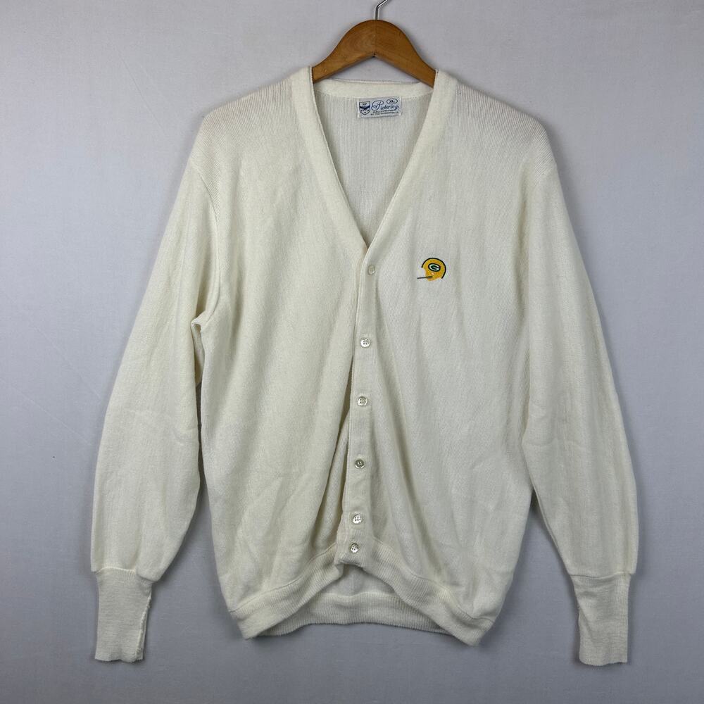 Pickering Green Bay Packers Cardigan Sweater Orlon 70s Vintage Men's Size XL